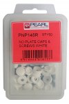 Pearl Number Plate Fixing Caps & Screws -White Caps & Metal Screws - Pack of 50