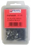 Pearl Number Plate Fixing Caps & Screws -Black Caps & Metal Screws - Pack of 50