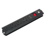 Sealey Extension Cable 3m 4 x 230V + 2 x USB Sockets - Black