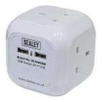 Sealey Extension Cable Cube 1.4m 4 x 230V + 2 x USB Sockets-White