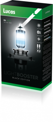 Lucas Black Edition Lightbooster Bulb Set - H4 180% Brighter