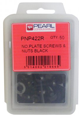 Pearl Number Plate Fixing Nuts & Screws - Plastic Black - Pack of 50